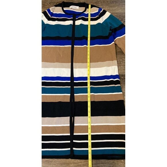 Calvin Klein Women’s Striped Flyaway Topper Jacket Cardigan Longline Size Large - Picture 9 of 13